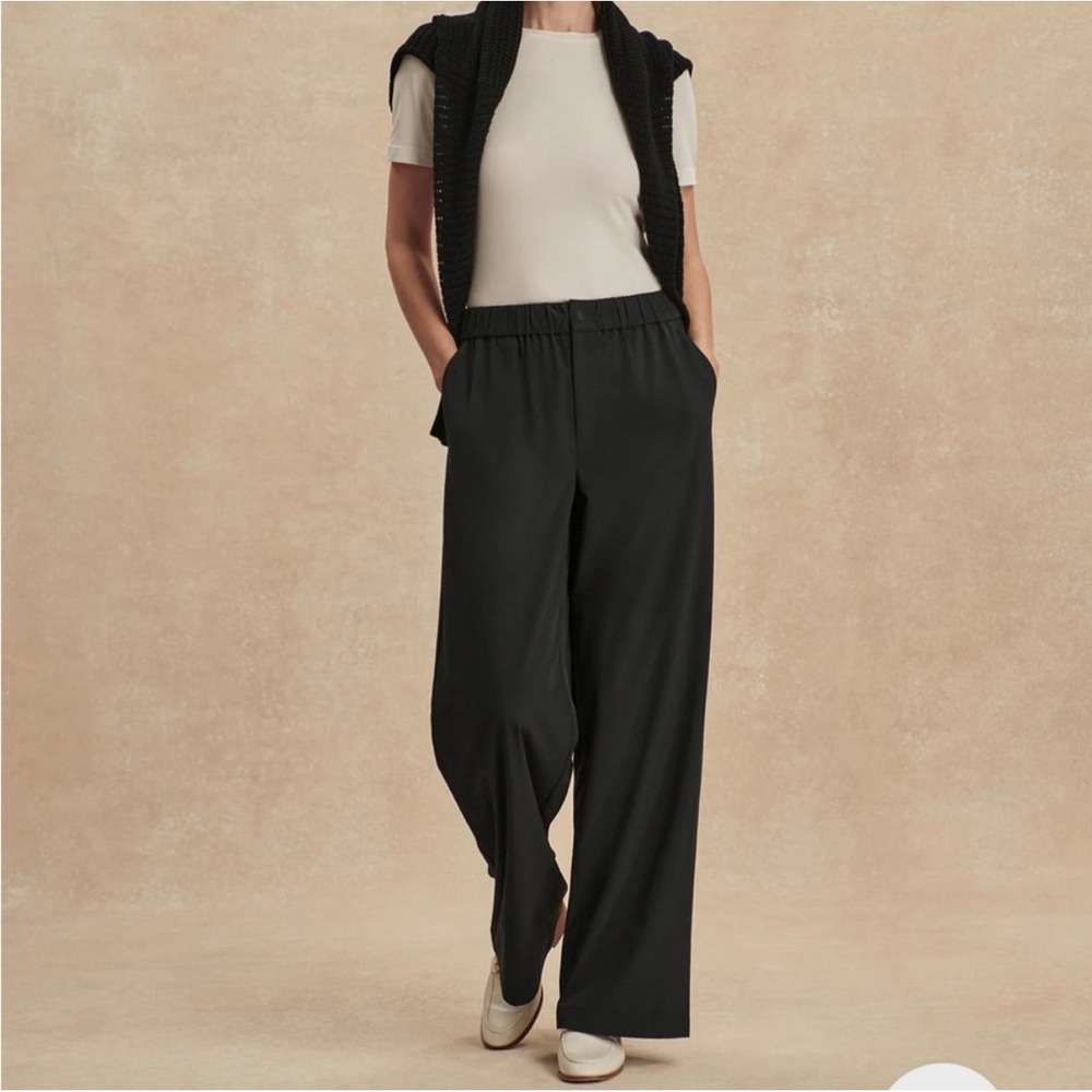 Varley‎ Kayson Wide Leg Office Black Travel Slack Preppy Minimalist Boho M